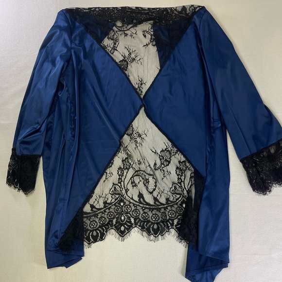 Intimate Silky Satin Lace Trim Night Cardigan Robe Size XL A - Picture 6 of 7
